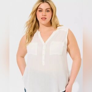 Torrid Harper Linen tank top White Sz 1xl